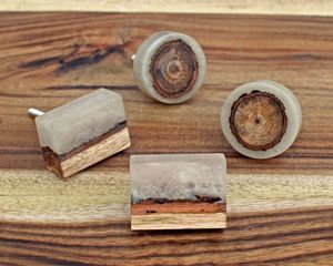 Poignées de porte en bois et résine faites à la main de qualité supérieure, poignée décorative pour armoire, tirette de tiroir en bois naturel pour meubles vintage et intérieur - Product Image 3