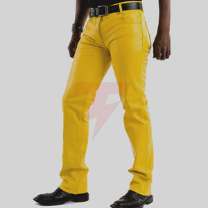 Pantalones de Cuero Vacuno Auténtico para Hombre, Diseño Personalizado, Estampado, Corte Recto, Ligeros, Cintura Alta, Hechos en Pakistán - Product Image 2