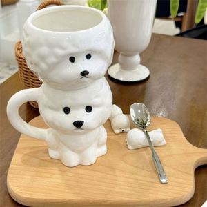 Large Capacity Household Office Coffee Cup Birthday Gift Water Cup Cute Cartoon <b>Dog</b>-Shaped White <b>Ceramic</b> Mug - Product Image 3