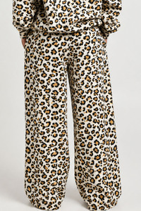 Pantalon large pour femme, imprimé léopard blanc et jaune, taille haute, coupe ample, décontracté, mode, pantalon de qualité supérieure, vêtements streetwear - Product Image 3