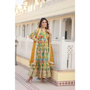 Vestido de corte ALIA confeccionado de SANAYA'S con conjunto Dupatta de uso profesional, vestido de trabajo de un solo uso - Product Image 5