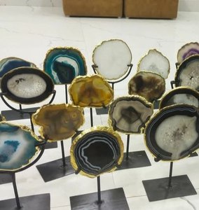 Golden Rim Agate Stone Slices Coaster Chakra Healing <b>Meditation</b> Products From India Tottaly HAndmade - Product Image 5
