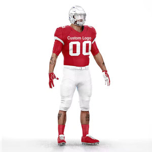 Uniforme de football américain personnalisé sublimé, maillot ajusté à col en V et manches courtes pour homme, pantalon, gants et chaussettes anti-humidité - Product Image 1