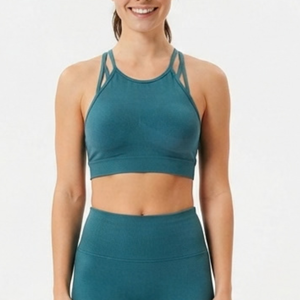 Leggings de Yoga para Mujer, Cintura Alta Elástica, Sin Costuras, Color Sólido, Elásticos en 4 Direcciones, Spandex/Nailon, Conjunto de 2 Piezas - Product Image 3