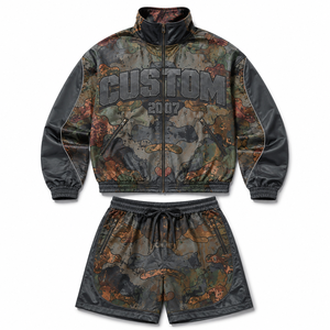 Ensemble short et veste coupe-vent en nylon pour homme, personnalisé, bicolore, léger, imperméable, décontracté, streetwear, été, deux pièces - Product Image 1