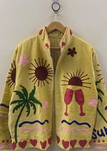 Bohemian Velvet Suzani Jacket Embroidered Jacket Oversize Winter Jacket Uzbek <b>Duster</b> Style Handmade Jacket Gift for Her - Product Image 3