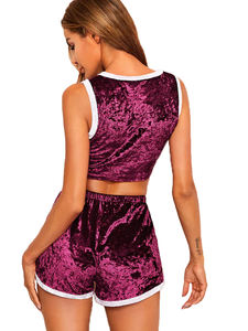 Conjunto de Sudadera con Capucha Personalizado para Mujer, Chaqueta Corta con Bolsillos con Cremallera, Conjuntos Deportivos de Terciopelo, Chándales de Terciopelo, Conjunto de Dos Piezas para Mujer - Product Image 5