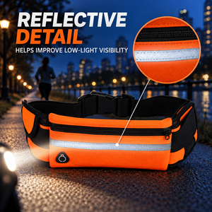 Cinturón Deportivo con 2 Bolsillos con Cremallera, Correa Ajustable Reflectante, Soporte Impermeable para Teléfono, para Hombres y Mujeres - Product Image 6