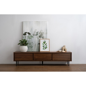Premium <b>Walnut</b> Tone Midcentury Modern TV Stand Media Console <b>Cabinet</b> with 3 Drawers Slim Leg Living Room Furniture Fits 65"+ TVs - Product Image 5