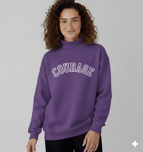 Sudadera Blanca con Gráfico Courage, Cuello Alto, Estilo Holgado, Manga Larga, Forro Polar Cálido, Ropa de Invierno para Estar en Casa - Product Image 3