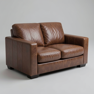 Sofá Moderno Contemporáneo en Cuero Vacuno Genuino, Diseño de Brazos Cuadrados, Estructura Sólida con Tapicería para Espacios de Vida Elegantes - Product Image 2