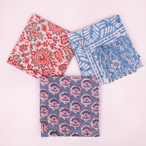 Handmade Cotton Block Printed <b>Square</b> <b>Scarf</b> Floral Bandana Ethnic Pattern Skin Friendly Unisex Accessory Spring Autumn Wear - Product Image 5