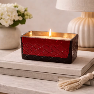 ภาชนะใส่เทียนและโคมไฟแก้วเมอร์คิวรี่สีแดงเงินแบบกำหนดเองพร้อมฝาไม้มะม่วงสำหรับตกแต่งบ้านในช่วงเทศกาลคริสต์มาส - Product Image 6