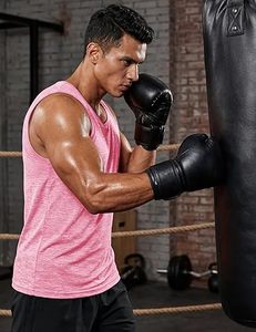 Débardeur rose sans manches pour homme, col rond, séchage rapide, couleur unie, polyester, pour entraînement - Product Image 2