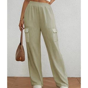 Gran oferta de primavera y otoño, pantalones largos Cargo de cintura media para mujer, pantalones de pierna recta, pantalones informales con múltiples bolsillos para mujer - Product Image 3