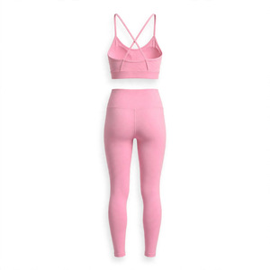 Ensemble soutien-gorge de sport pour femme, couleur personnalisée, coupe intégrale, dos croisé, sans armatures, respirant, tricoté, avec leggings assortis, style sportif - Product Image 2