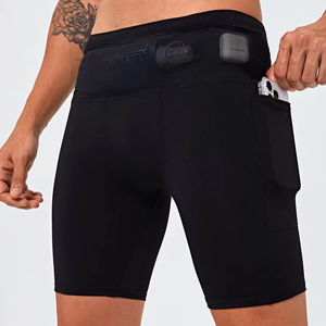 New Unisex Solid High-<b>Elasticity</b> Quick-Dry Pocket Training Yoga Shorts for Running Fitness Outdoor Activities - Product Image 4