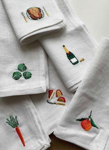 Serviettes de cocktail brodées en coton/lin de haute qualité, design personnalisé, marque VNAP, pour fêtes, broderie artisanale, fraîches et originales du Vietnam - Product Image 6