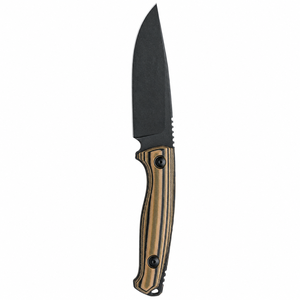 Cuchillos de caza de espiga completa con hoja de punta caída con recubrimiento negro, mango con rayas en capas y jimping en la espiga para camping y tareas al aire libre - Product Image 4