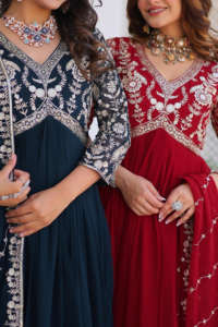 2024 verano cuello en V puro Bandhej con Fox Georgette trabajo de mujer Casual hasta el suelo vestido lavable Festival Bandhej vestido largo - Product Image 4