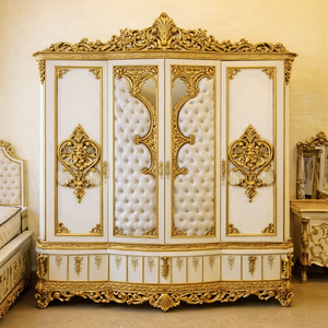 Juego de Muebles de Dormitorio de Lujo de Diseño para Interiores de Villas y Palacios, Juego de Cama Neoclásico de Inspiración Romana, Cama Queen Maharani Palace - Product Image 4
