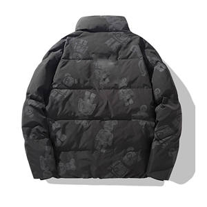 Men's Casual Stand Zipper Front Letter <b>Reversible</b> Puffer Jacket Winter Warm Insulated Hooded Windproof Outdoor <b>Coat</b> OEM ODM - Product Image 2