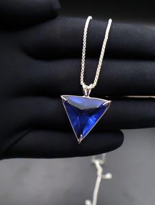 Blue Quartz <b>Triangle</b> Pendant Sterling Silver Geometric Crystal Necklace Healing Jewelry Dainty Energy Children's Gift - Product Image 5