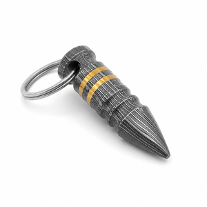 Custom Handmade Damascus Steel Keychain With Copper Inlay Durable Classic Style - Product Image 2