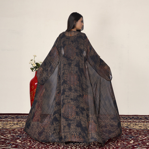 ชุดอาบายะผ้าชีฟองหรูหราประดับเลื่อม แบบเปิดด้านหน้า เรียบร้อย สไตล์อิสลาม น้ำหนักเบา แขนยาว สง่างาม สไตล์อาหรับ ยาวคลุมเท้า สำหรับวันอีด - Product Image 1