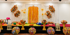 Exclusive Punjabi Mehndi Stage Decoration <b>Props</b> Traditional Punjabi Sangeet Stage <b>Props</b> Perfect Event Stage Backdrop - Product Image 3