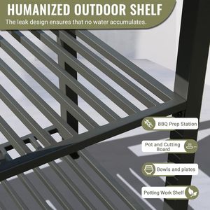ชั้นวางของในครัวกลางแจ้งแบบสองชั้นพร้อมโต๊ะเตรียมอาหารแบบตั้งอิสระ ชั้นวางของในครัวอะลูมิเนียมสำหรับใช้งานกลางแจ้ง - Product Image 5