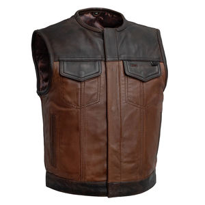 Gilet en cuir personnalisé pour moto 2026 – Gilets en cuir nord-américains de haute qualité – Nouveau gilet de motard décontracté 2026 - Product Image 1