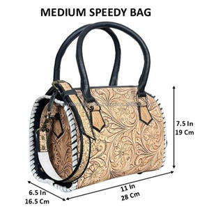 Bolso de Lujo de Cuero Grabado a Mano, Estilo Speedy, Exótico, de Diseñador, Bandolera para Mujer, Bolso Mediano, Personalizado, de Marca, Bolsos de Viaje Tipo Duffel - Product Image 2