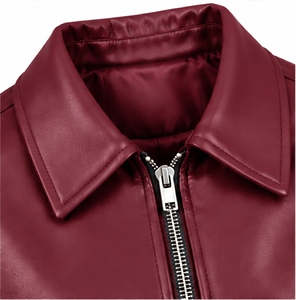 Women's Faux Leather Moto <b>Jacket</b> <b>Short</b> Biker Coat With Notched Collar And Zipper - Product Image 6