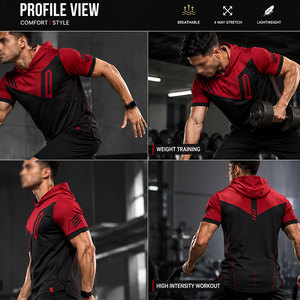 Vêtements de sport élégants pour hommes, sweat-shirt à manches courtes pour l'entraînement, résistant à l'usure, séchage rapide, protection UPF, coupe ajustée, prix bas - Product Image 5