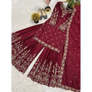 Traditional Muslim Clothing & Accessories Moti Work Embroidery Party Wear <b>Top</b>-Bottom and Dupatta - Product Image 3