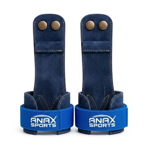 Correas de Soporte para Muñeca de Cuero ANAX SPORTS con Cierre de Gancho y Bucle para Levantamiento de Pesas y Entrenamiento de Fuerza, Color Azul - Product Image 5