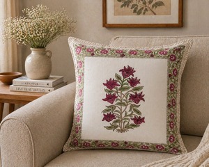 Funda de Cojín Floral con Diseño Artesanal, Funda de Almohada Decorativa de Algodón para Sofá, Sala de Estar - Product Image 1