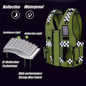 Gilet de sécurité réfléchissant réglable haute visibilité orange fluo avec porte-badge transparent et passants pour radio - Product Image 6