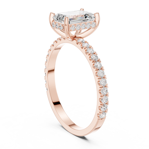 Bague de fiançailles de luxe en diamant taille émeraude avec micro-pavé en or 14K/18K - Product Image 2