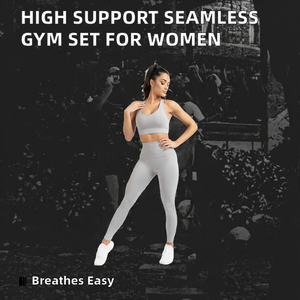 Women's High Support Full Length Legging <b>Bra</b> Gym Set Activewear Custom Front Elastic Waist High Quality Seamless Breathable - Product Image 2