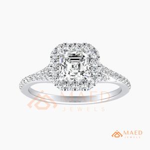 แหวนหมั้นเงินแท้ 925 ทรง Asscher Cut ประดับเพชร CZ แบบ Halo ดีไซน์สวยหรูสำหรับผู้หญิง - Product Image 5
