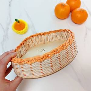 Panier en rotin naturel, plateau en forme de poire, rangement pour cadeaux, plateau de service décoratif pour la maison, la cuisine, organisateur de bureau, paniers en rotin - Product Image 3