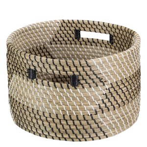 Set of 3 round seagrass <b>baskets</b> with custom patterns Handmade <b>Storage</b> <b>Basket</b> Wholesale eco-friendly Made in Vietnam - Product Image 3