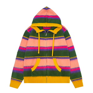 Cardigan zippé en mohair pour homme, tricoté, doux et moelleux, coupe oversize, veste d'hiver, vente en gros, haute qualité - Product Image 1