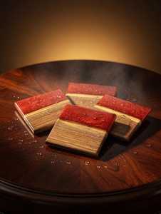 Juego de 4 posavasos hechos a mano con borde natural de madera de acacia y resina epoxi - Product Image 1