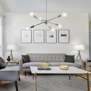 Moderno Lampadario Sputnik Cromato a 6 luci di metà secolo illuminazione a sospensione plafoniere oro per sala da pranzo sala da corridoio Bar cucina - Product Image 4