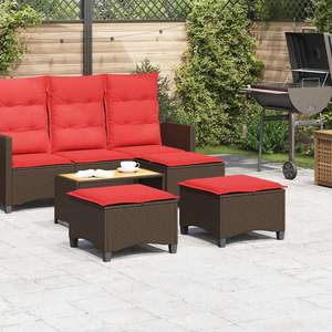 2 tabourets de patio en polyrotin marron avec coussins 21,7''x21,7''x14,2'', ensemble de meubles de patio élégants - Product Image 3