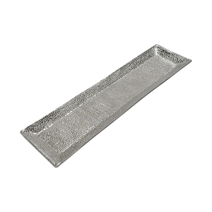 Elegant Silver Rectangular Metal Tray Features An Intricate <b>Pebbled</b> Textured Surface Perfect For Sophisticated Accents Serving - Product Image 4