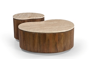 Ensemble de table basse en marbre travertin de haute qualité - Product Image 2